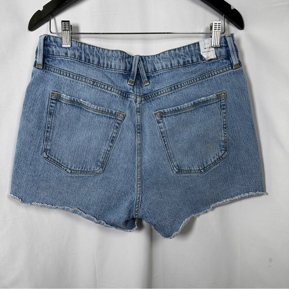 Good American The Cut Off Short Blue685 Distressed Raw Hem Denim Shorts Size 12 - Picture 7 of 13